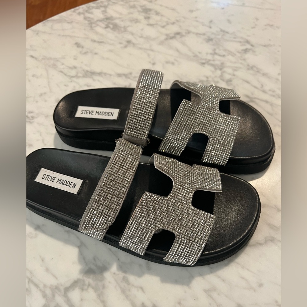 Steve Madden rhinestone slides